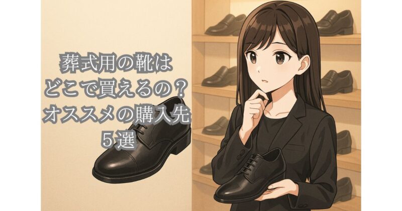 葬式用の靴をどこで買えるのか悩む喪服を着た20代女性